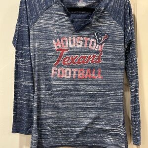 Houston Texans Women’s Majestic Blue Long Sleeve Tee with Striking Design
